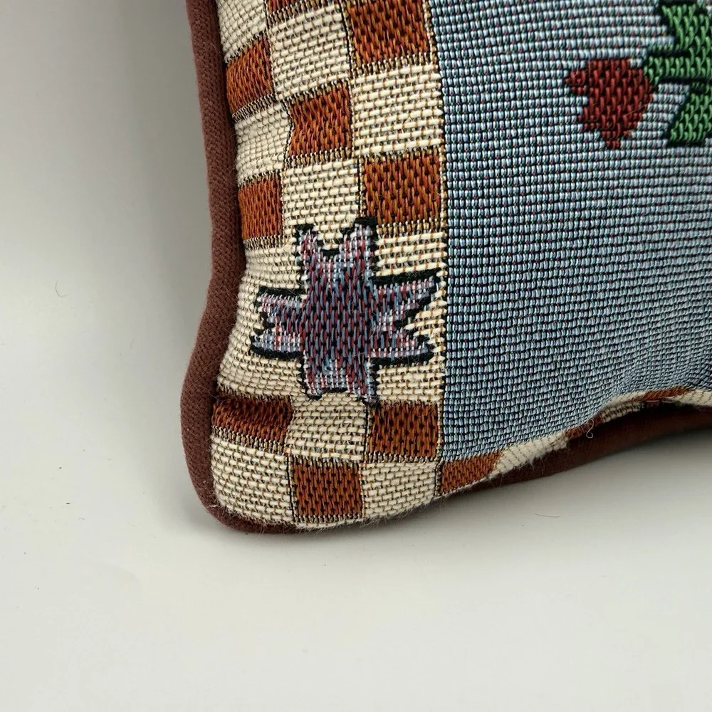 Vintage Jim Shore Throw Tapestry Pillow‎ Bless This Bounty Cottage Fruit Clean